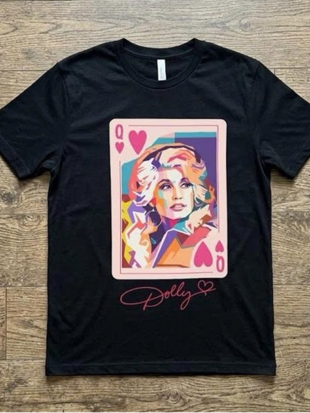 Dolly Black Graphic Tee - Pink Multi-Color Playing Card Design